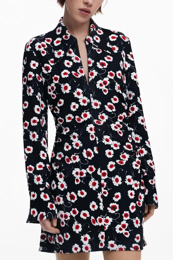 Short Floral Shirt Dress Short Floral Shirt Dress