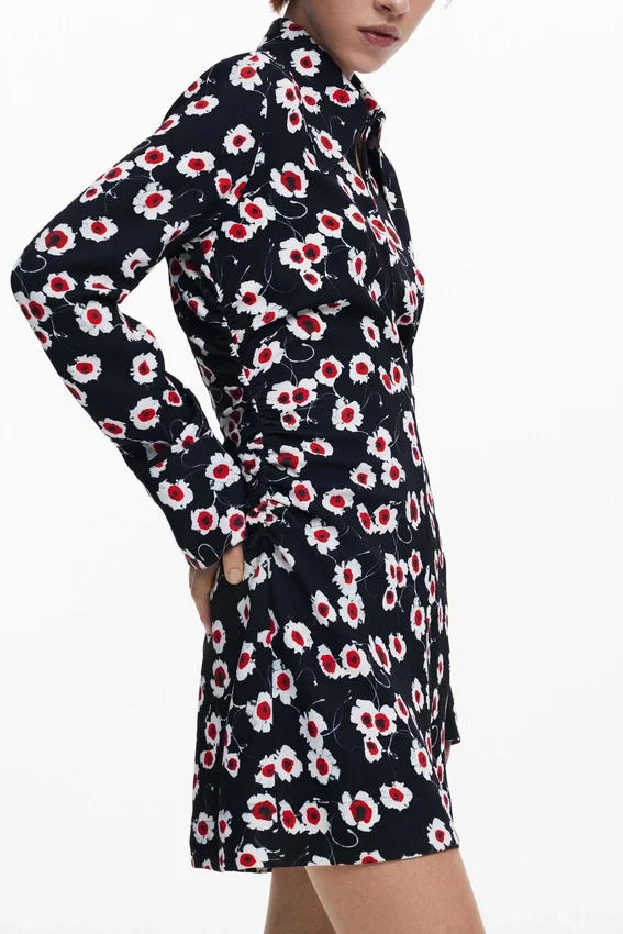Short Floral Shirt Dress Short Floral Shirt Dress