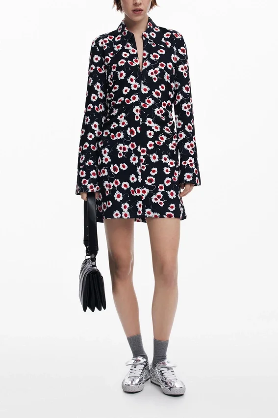 Short Floral Shirt Dress Short Floral Shirt Dress