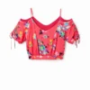 Short Gathered Floral Blouse