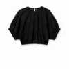 Short Puff-Sleeve Lace Blouse