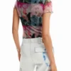 Short-Sleeve Fantasy Tulle Bodysuit
