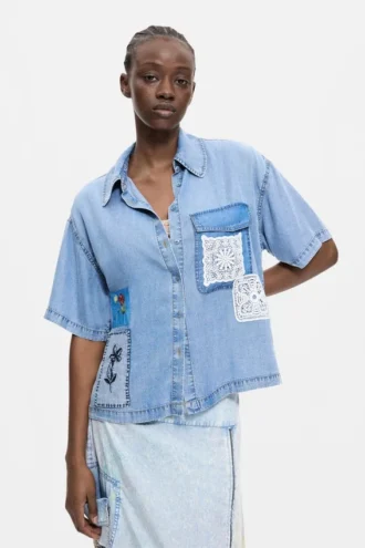 Short Sleeve Patchwork Shirt