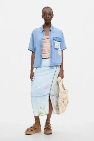 Short Sleeve Patchwork Shirt