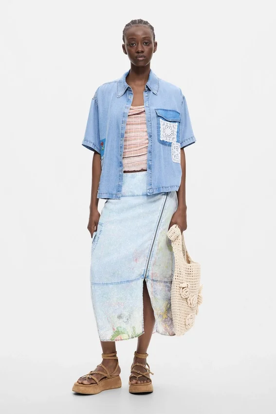 Short Sleeve Patchwork Shirt Short Sleeve Patchwork Shirt