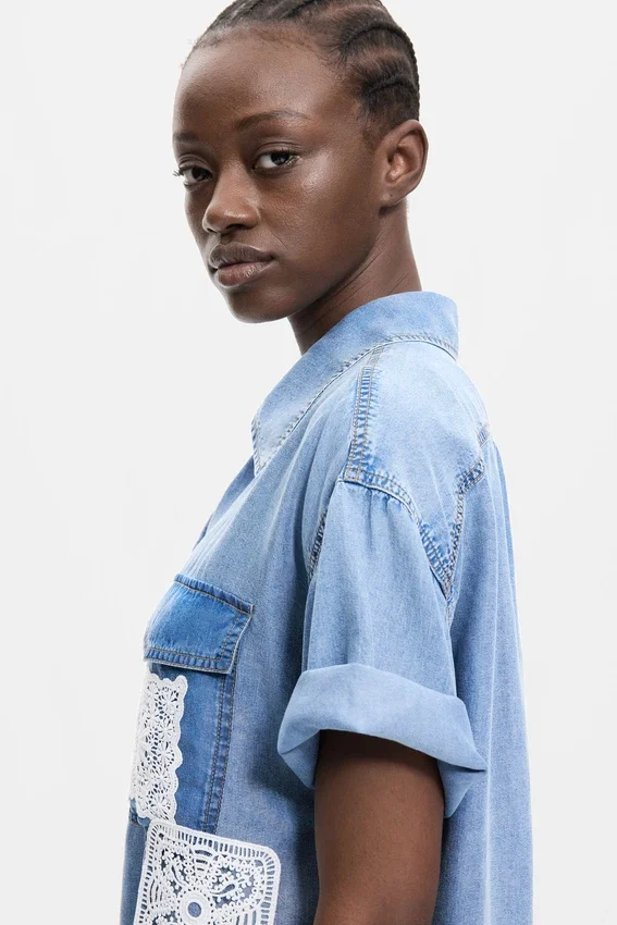 Short Sleeve Patchwork Shirt Short Sleeve Patchwork Shirt