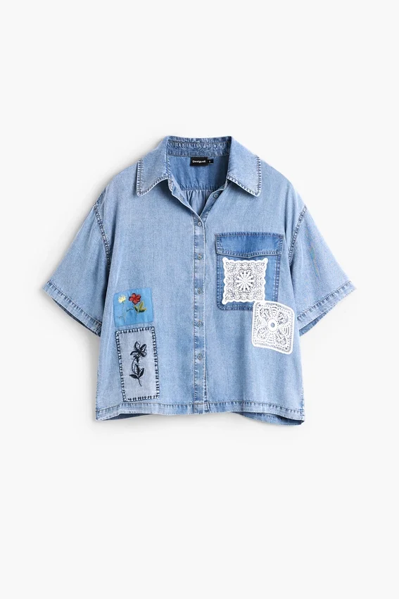 Short Sleeve Patchwork Shirt Short Sleeve Patchwork Shirt