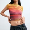 Short-Sleeved High Neck Blouse