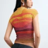 Short-Sleeved High Neck Blouse