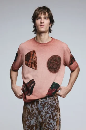 Short-Sleeved Patchwork T-Shirt