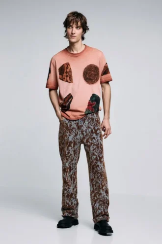 Short-Sleeved Patchwork T-Shirt