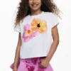 Short-Sleeved T-Shirt Embroidered Flowers