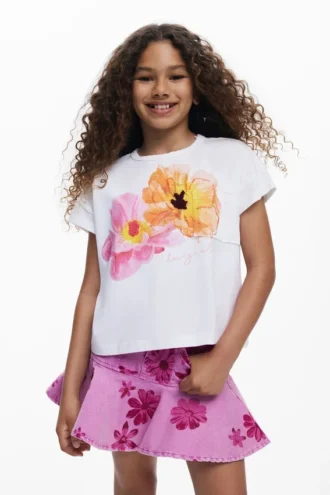 Short-Sleeved T-Shirt Embroidered Flowers
