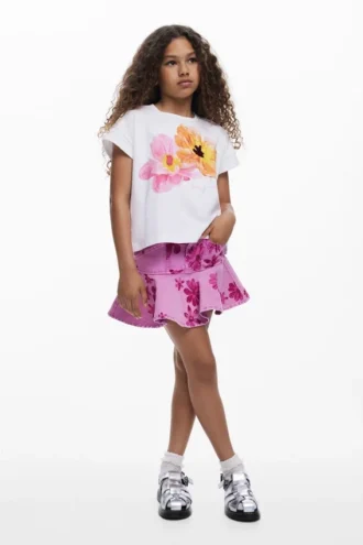 Short-Sleeved T-Shirt Embroidered Flowers