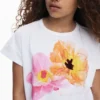 Short-Sleeved T-Shirt Embroidered Flowers