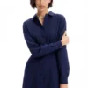 Short Textured Shirt Dress Short Textured Shirt Dress