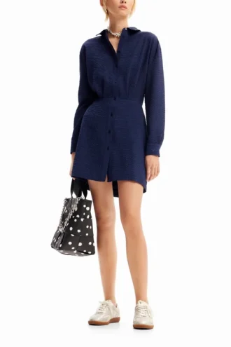 Short Textured Shirt Dress