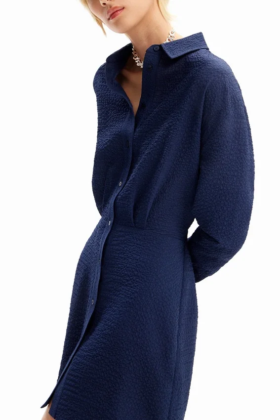 Short Textured Shirt Dress Short Textured Shirt Dress