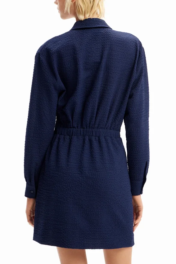 Short Textured Shirt Dress Short Textured Shirt Dress