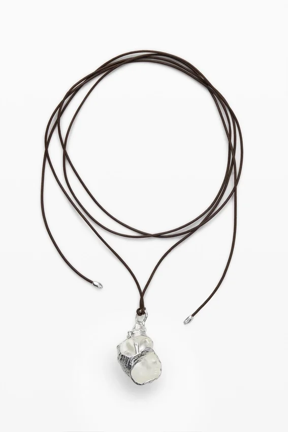 Silver Shell Pendant Cord Zalio Silver Shell Pendant Cord Zalio