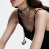 Silver Shell Pendant Cord Zalio Silver Shell Pendant Cord Zalio