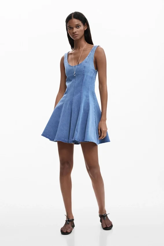 Skater Dress Denim Effect Skater Dress Denim Effect