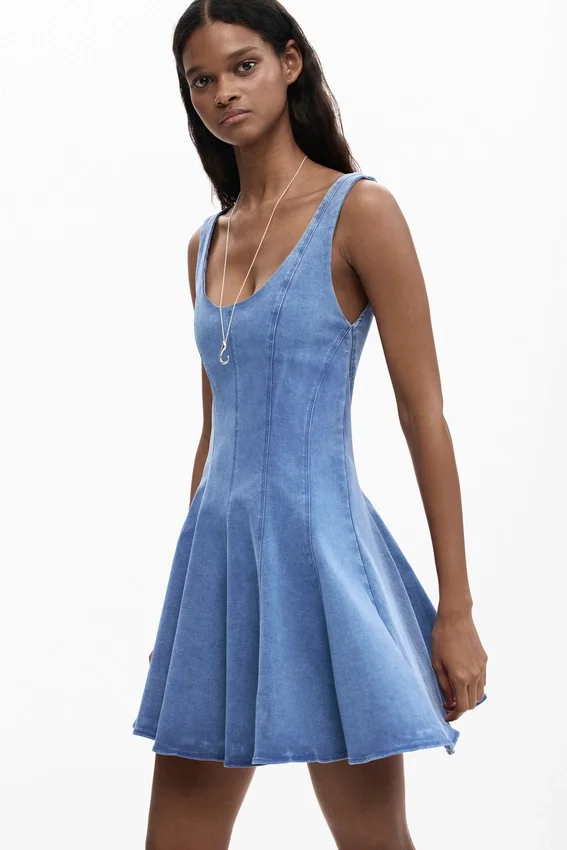 Skater Dress Denim Effect Skater Dress Denim Effect