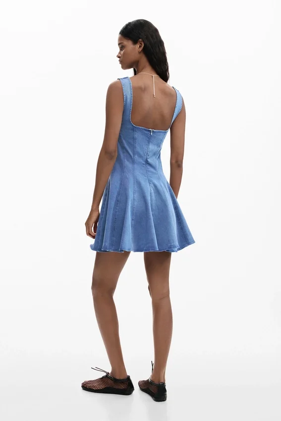 Skater Dress Denim Effect Skater Dress Denim Effect