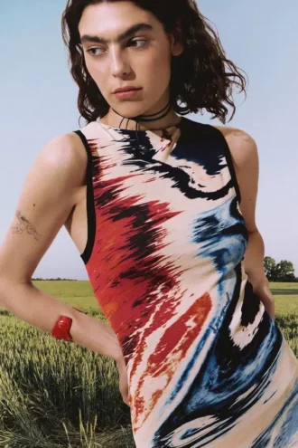 Sleeveless Printed Dress