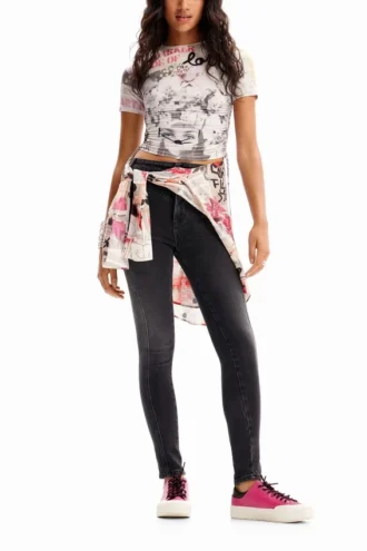 Slim Gathered Newspaper T-Shirt