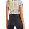 Slim Gathered Newspaper T-Shirt Slim Gathered Newspaper T-Shirt