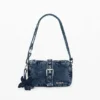 Small Denim Crossbody Wallet with Appliques