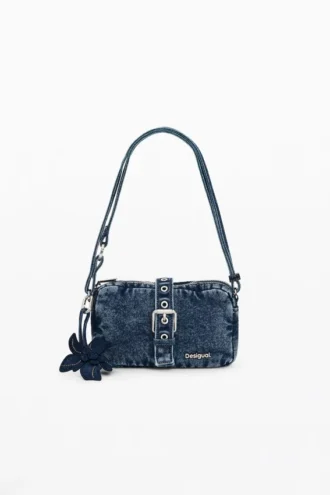 Small Denim Crossbody Wallet with Appliques