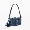 Small Denim Crossbody Wallet with Appliques