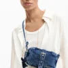 Small Denim Crossbody Wallet with Appliques