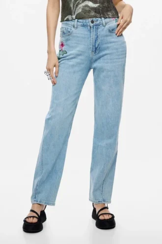 Straight Floral Jeans