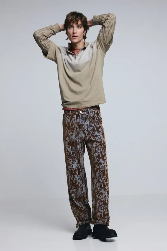 Straight Textured Trousers Straight Textured Trousers