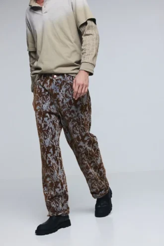 Straight Textured Trousers