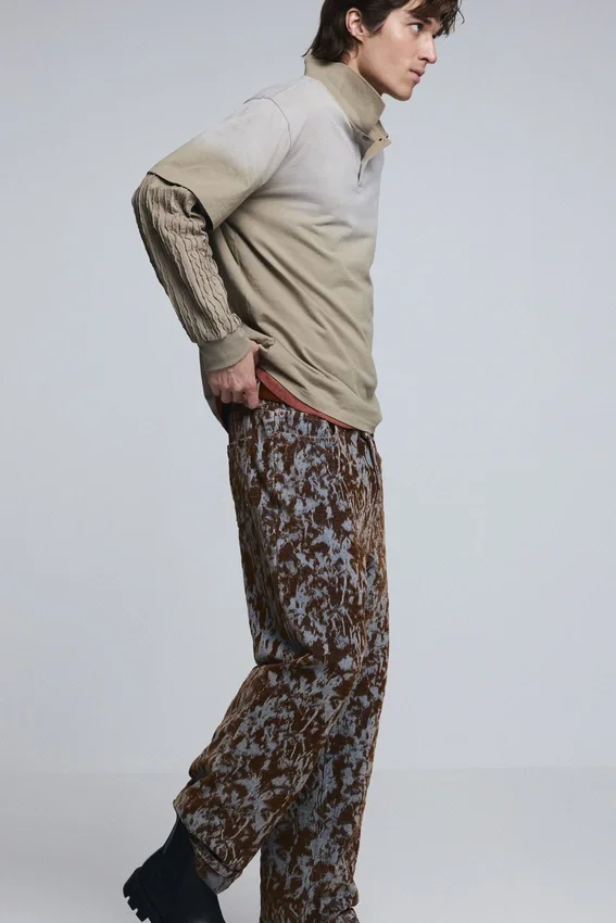 Straight Textured Trousers Straight Textured Trousers
