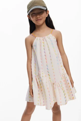 Strappy Dress with Pompoms