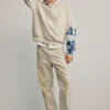 Sweatshirt with Printed Sleeves Sweatshirt with Printed Sleeves