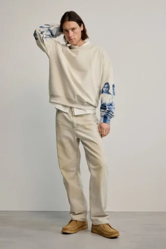 Sweatshirt with Printed Sleeves