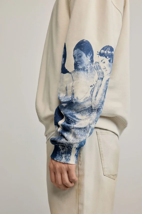 Sweatshirt with Printed Sleeves Sweatshirt with Printed Sleeves