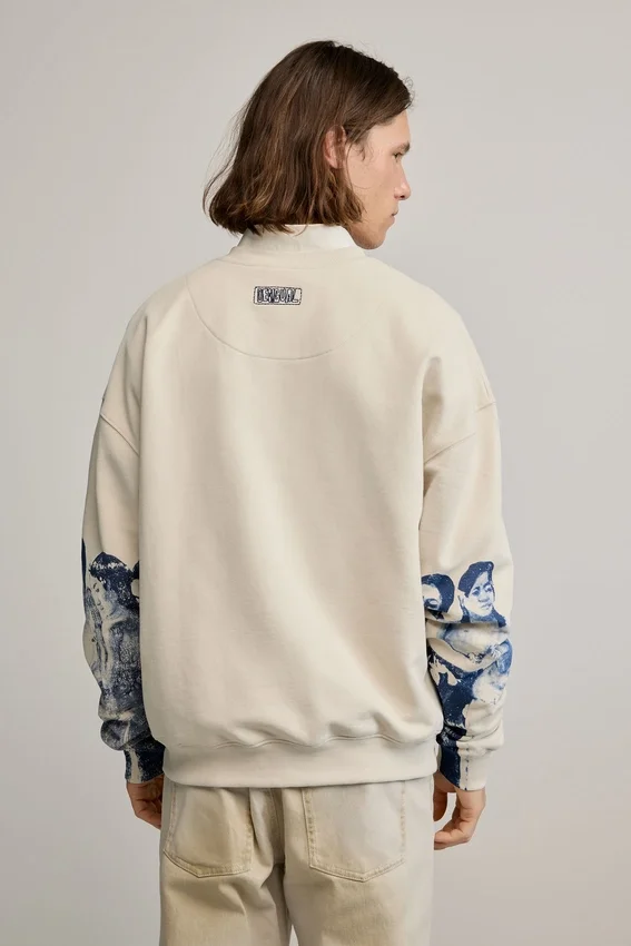 Sweatshirt with Printed Sleeves Sweatshirt with Printed Sleeves