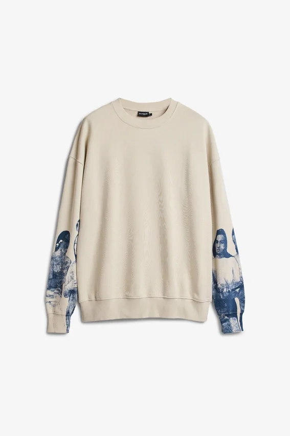 Sweatshirt with Printed Sleeves Sweatshirt with Printed Sleeves