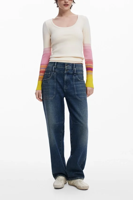 T-Shirt with Printed Sleeves T-Shirt with Printed Sleeves