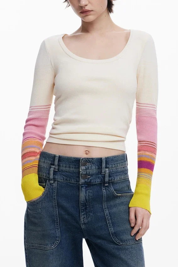 T-Shirt with Printed Sleeves T-Shirt with Printed Sleeves