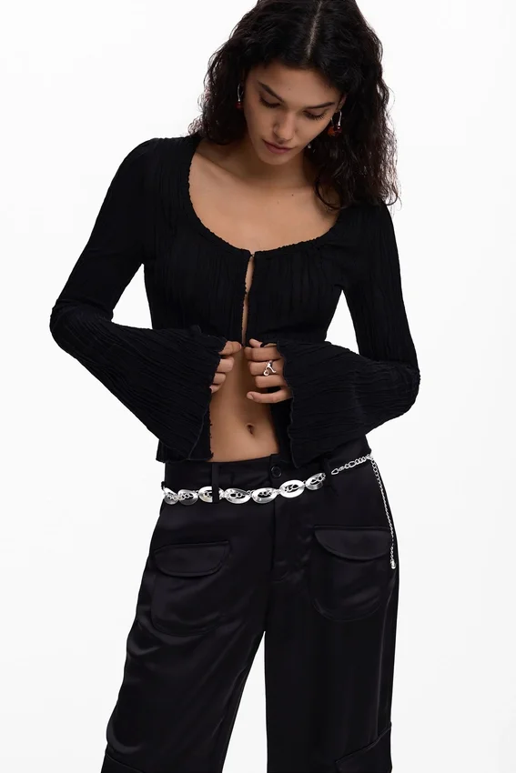 T-Shirt with Snap Fasteners and Tie T-Shirt with Snap Fasteners and Tie