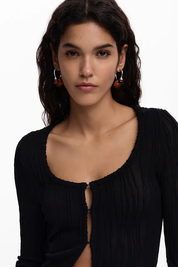 T-Shirt with Snap Fasteners and Tie T-Shirt with Snap Fasteners and Tie