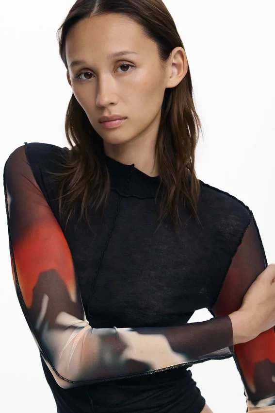 T-Shirt with Transparent Sleeves T-Shirt with Transparent Sleeves